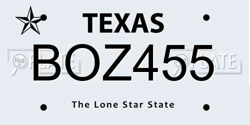 BOZ455 Texas License Plate