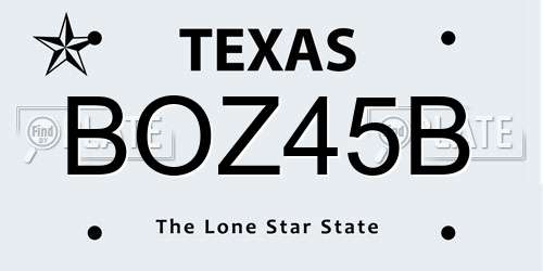 BOZ45B Texas License Plate