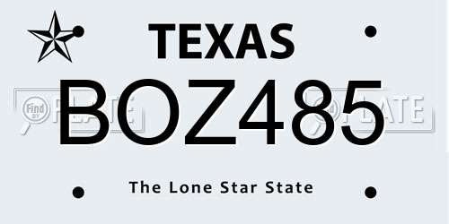 BOZ485 Texas License Plate