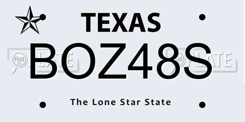 BOZ48S Texas License Plate