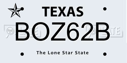 BOZ62B Texas License Plate