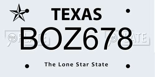 BOZ678 Texas License Plate
