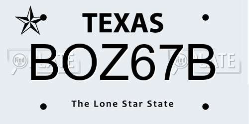 BOZ67B Texas License Plate