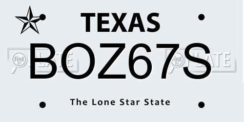 BOZ67S Texas License Plate