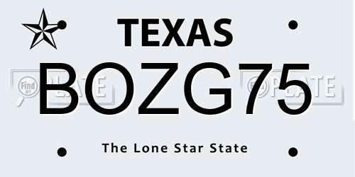 BOZG75 Texas License Plate