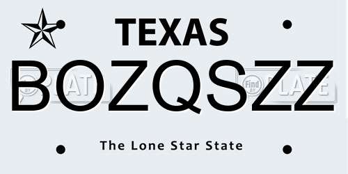 BOZQSZZ Texas License Plate