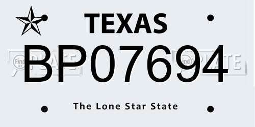 BP07694 Texas License Plate