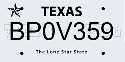BP0V359 Texas License Plate
