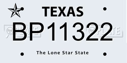 BP11322 Texas License Plate
