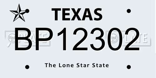 BP12302 Texas License Plate