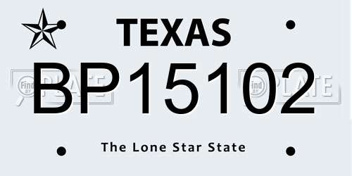 BP15102 Texas License Plate