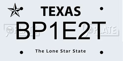 BP1E2T Texas License Plate