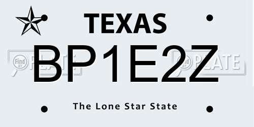 BP1E2Z Texas License Plate