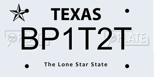 BP1T2T Texas License Plate