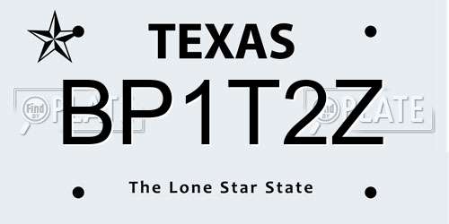 BP1T2Z Texas License Plate