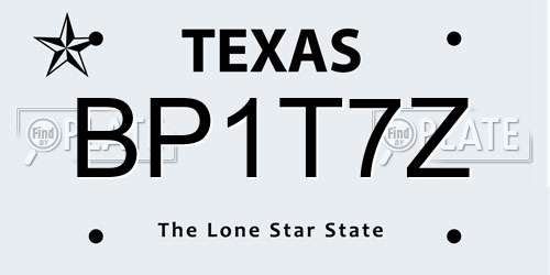 BP1T7Z Texas License Plate