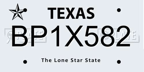 BP1X582 Texas License Plate