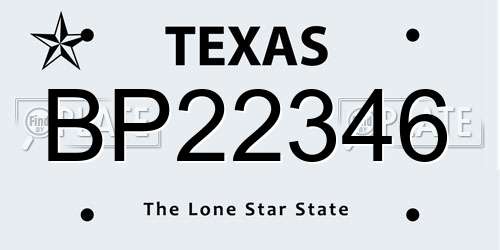 BP22346 Texas License Plate