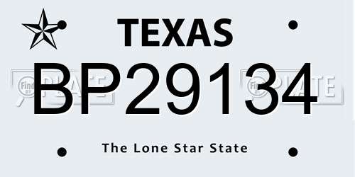 BP29134 Texas License Plate