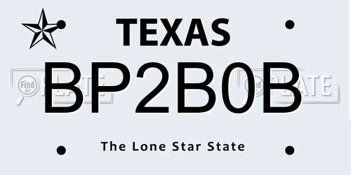 BP2B0B Texas License Plate