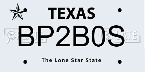 BP2B0S Texas License Plate