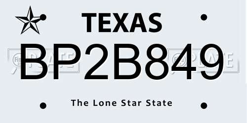 BP2B849 Texas License Plate