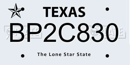 BP2C830 Texas License Plate