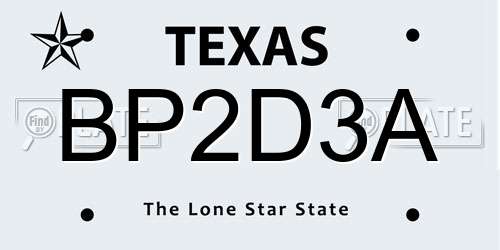 BP2D3A Texas License Plate