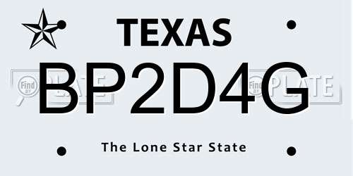 BP2D4G Texas License Plate