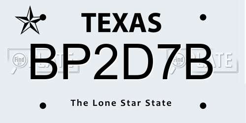 BP2D7B Texas License Plate