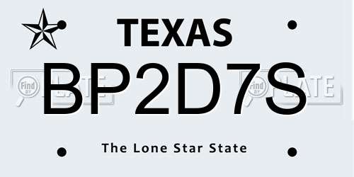 BP2D7S Texas License Plate