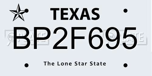 BP2F695 Texas License Plate