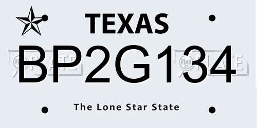 BP2G134 Texas License Plate
