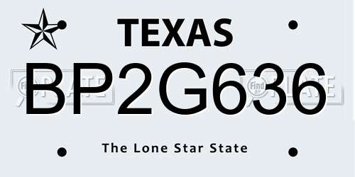 BP2G636 Texas License Plate