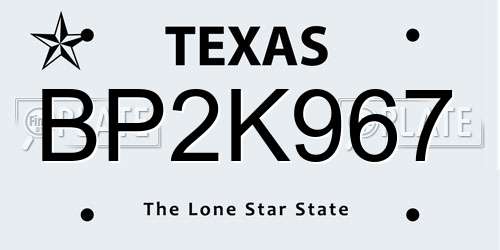 BP2K967 Texas License Plate