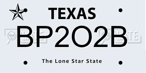 BP2O2B Texas License Plate