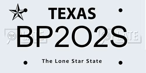 BP2O2S Texas License Plate