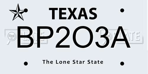BP2O3A Texas License Plate
