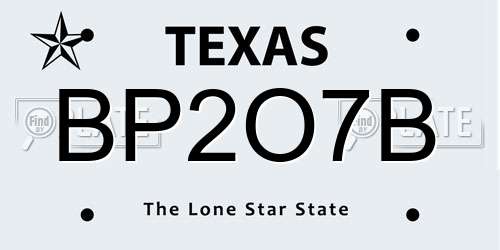 BP2O7B Texas License Plate