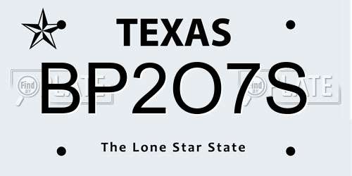 BP2O7S Texas License Plate