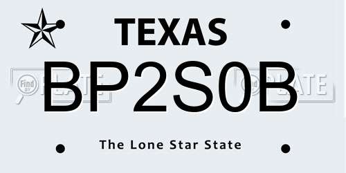 BP2S0B Texas License Plate