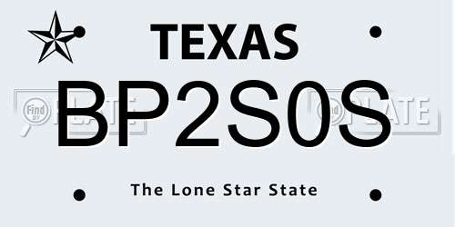 BP2S0S Texas License Plate