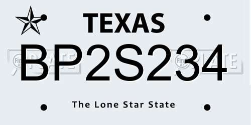 BP2S234 Texas License Plate
