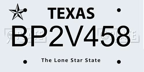 BP2V458 Texas License Plate