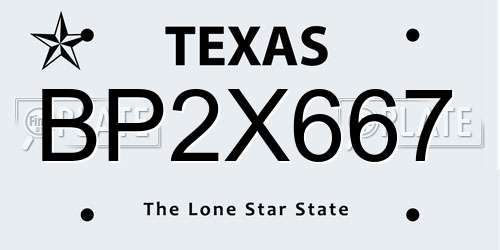 BP2X667 Texas License Plate