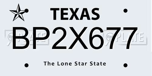 BP2X677 Texas License Plate