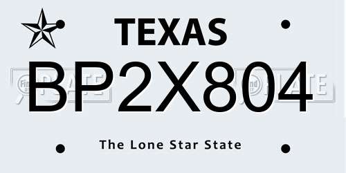 BP2X804 Texas License Plate