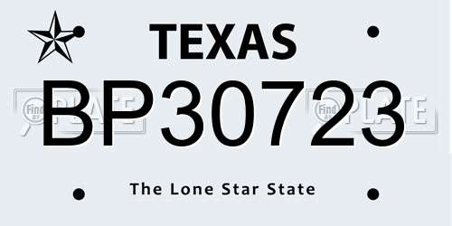 BP30723 Texas License Plate