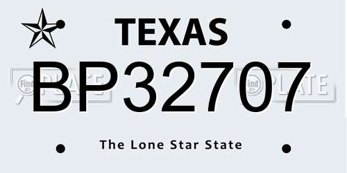 BP32707 Texas License Plate