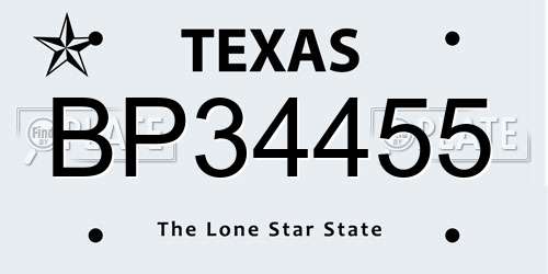 BP34455 Texas License Plate